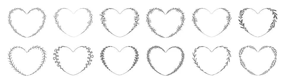 Heart shape leaf wreath Stock Illustration