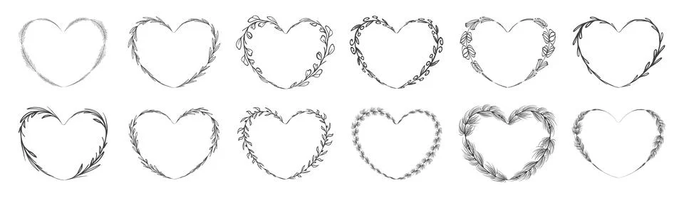 Heart shape leaf wreath Stock Illustration
