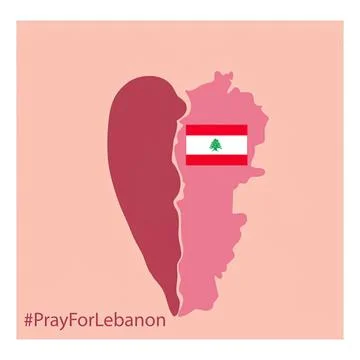 Heart shape with lebanon map and flag for prayer support Stock-Illustration