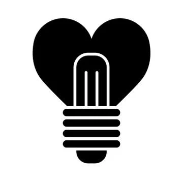 Heart shape in a light bulb line icon, solid vector sign, linear style pictogram 스톡 일러스트