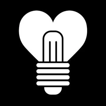 Heart shape in a light bulb line icon, solid vector sign, linear style pictogram Illustrazione stock