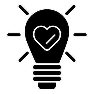 Heart shape in a light bulb line icon, solid vector sign, linear style pictogram Stock Illustration