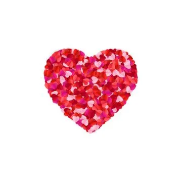 Heart shape lined with paper hearts. Happy Valentine`s Day greeting card back Stock Illustration