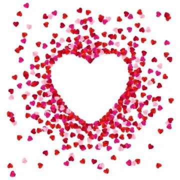Heart shape lined with paper hearts. Happy Valentine`s Day greeting card back Stock Illustration