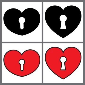 Heart shape lock icon. vector illustration set isolated on white background Illustrazione stock