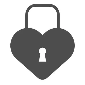 Heart shape lock solid icon. Love padlock vector illustration isolated on white Illustrazione stock