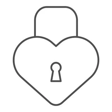Heart shape lock thin line icon. Love padlock vector illustration isolated on Stock Illustration