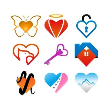 Heart shape logo design template Stock Illustration