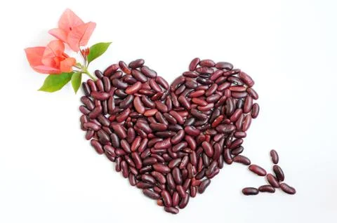 Heart shape made of beans 스톡 사진