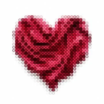 Heart shape made of colorful pixels, isolated on white background Stock Illustration