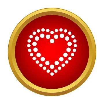 Heart shape made of dots on red button icon Stockillustratie