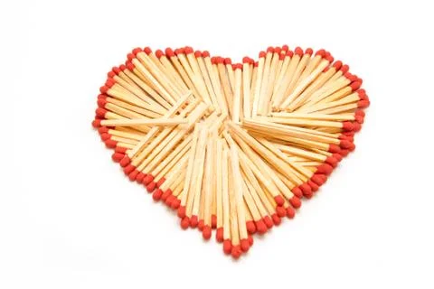 Heart shape made form group of matchstick Stock Photos