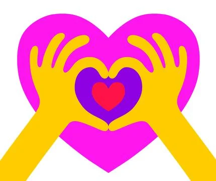Heart shape made with hands. Vector illustration isolated. Stock Illustration