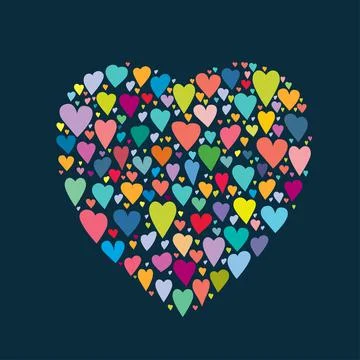Heart shape made from hearts. Vector icons. Stock Illustration
