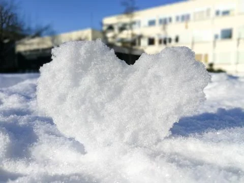 Heart shape made from ice during winter Stock Photos