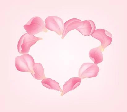 Heart shape made of pink rose petals on soft background. Perfect symbol of .. Stock Illustration
