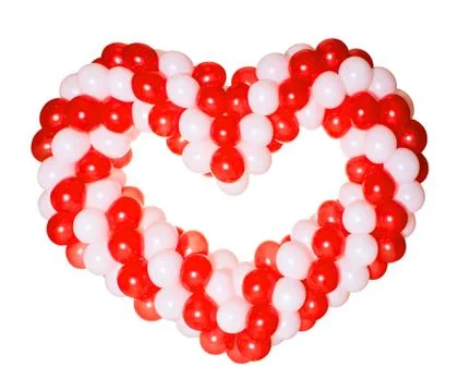 Heart shape made from red and white balloons Stock Photos