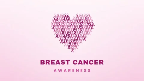 Heart shape made of tiny pink ribbons popping in with Breast Cancer Awareness Stock-Footage 348617490