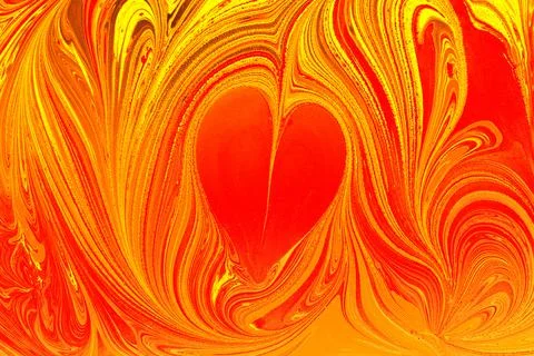 Heart shape on a marbling painting pattern background 스톡 일러스트