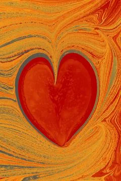 Heart shape on a marbling painting pattern background Illustrazione stock