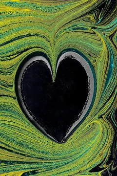 Heart shape on a marbling painting pattern background Illustrazione stock