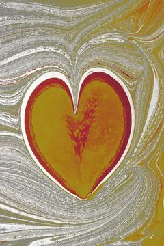 Heart shape on a marbling painting pattern background 스톡 일러스트