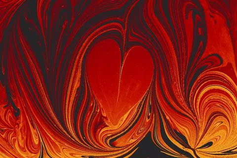 Heart shape on a marbling painting pattern background 스톡 일러스트