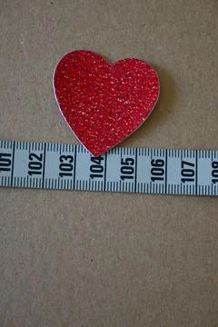 Heart shape on measuring tape Stock Photos