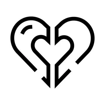 Heart shape with merging arrows minimal outline Stock Illustration