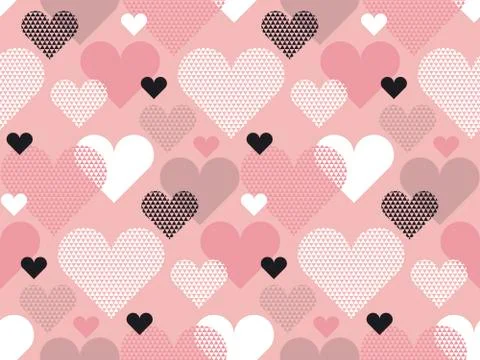 Heart shape modern seamless pattern vector illustration.in geometry style. Pa Stockillustratie