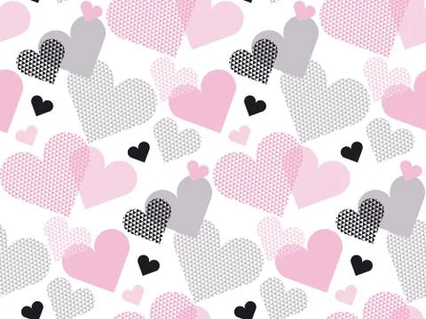 Heart shape modern seamless pattern vector illustration.in geometry style. Pa 库存插图