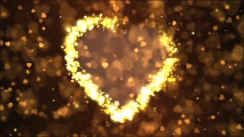 Heart Shape Motion Background Animation - Loop Golden Stock Footage 72141845