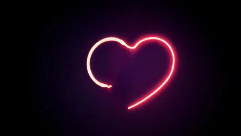 Heart shape neon light in the dark Stock Footage 261377754