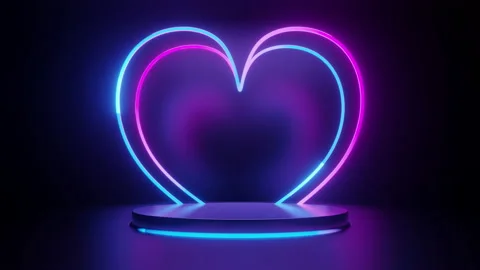 Heart shape neon with podium background. Stock Footage 231014279