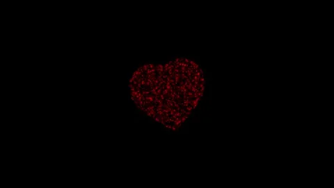 Heart Shape Particle Explosion Animation on Black Background Stock Footage 336427408