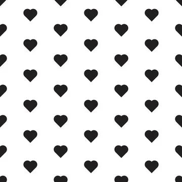Heart shape pattern vector seamless doodle black and white abstract background Stock Illustration