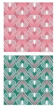 Heart shape patterns in mute nostalgic colors, pink and green variant, seamless Stock Illustration