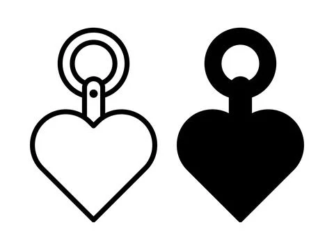 Heart Shape Pendant Design in Two Styles: Outline and Solid Fill Images 스톡 일러스트