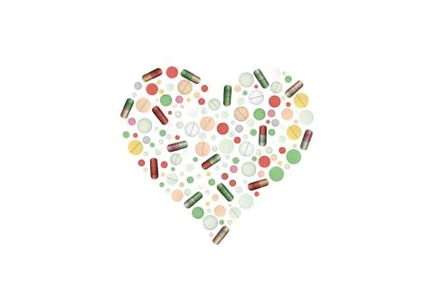 Heart shape pills. Stock Illustration