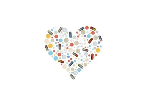 Heart shape pills. Stock Illustration