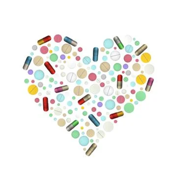 Heart shape pills. Stock Illustration