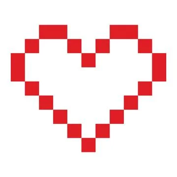 Heart shape pixel art Stylized heard icon in trendy minimalism. Valentines Day Illustrazione stock