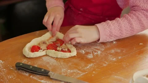 Heart Shape Pizza Cooking Stock Footage 131418145