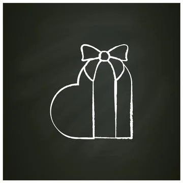 Heart shape present chalk icon Stock Illustration