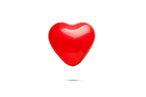 A heart shape red balloon floating on a white background with copy space Foto stock