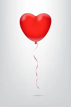 Heart shape red balloon isolated on grey background. Vector. Stock Illustration