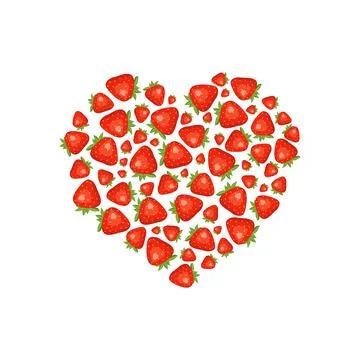Heart shape from red strawberries Illustrazione stock