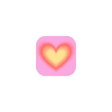 Heart shape red yellow gradient blurred element, soft heart with aura in square Illustrazione stock