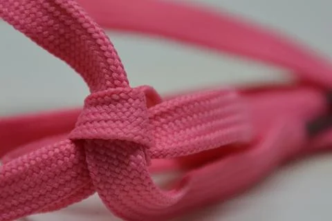 Heart shape rope knot, creative aesthetic romantic candy pink Foto stock