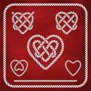 Heart shape rope knots Stock Illustration